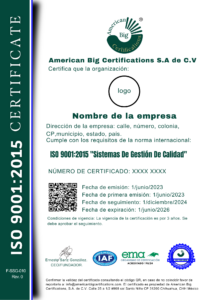 certificado ISO 9001:2015