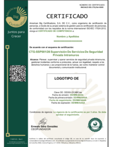 CTG-SSP00126 SUPERVISIÓN DE SERVICIOS DE SEGURIDAD PRIVADA INTRAMUROS